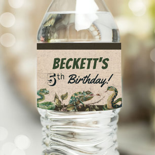 Reptile Themed Kid's Birthday Party  Water Bottle Label
