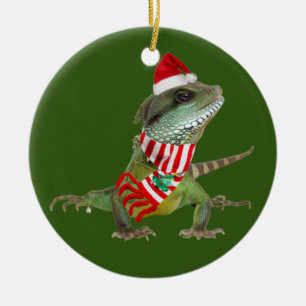 Reptile With Hat Scaft Christmas Ceramic Tree Decoration