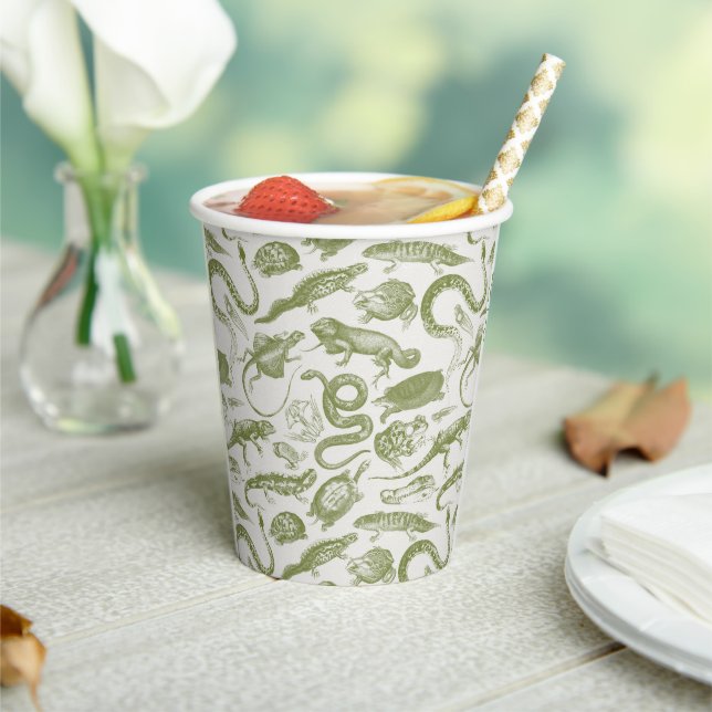 Reptiles and Amphibians Animals Goblincore Pattern Paper Cups (Insitu)