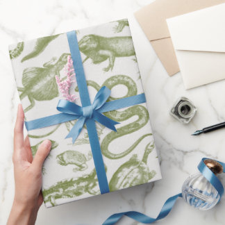 Reptiles and Amphibians Animals Goblincore Pattern Wrapping Paper