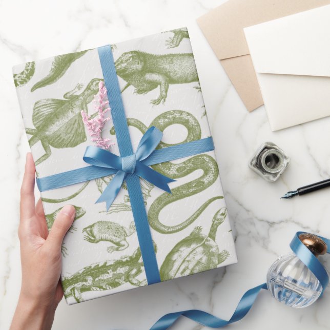 Reptiles and Amphibians Animals Goblincore Pattern Wrapping Paper (Gifting)