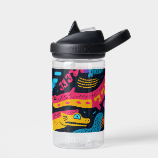 Reptiles in vibrant colours water bottle