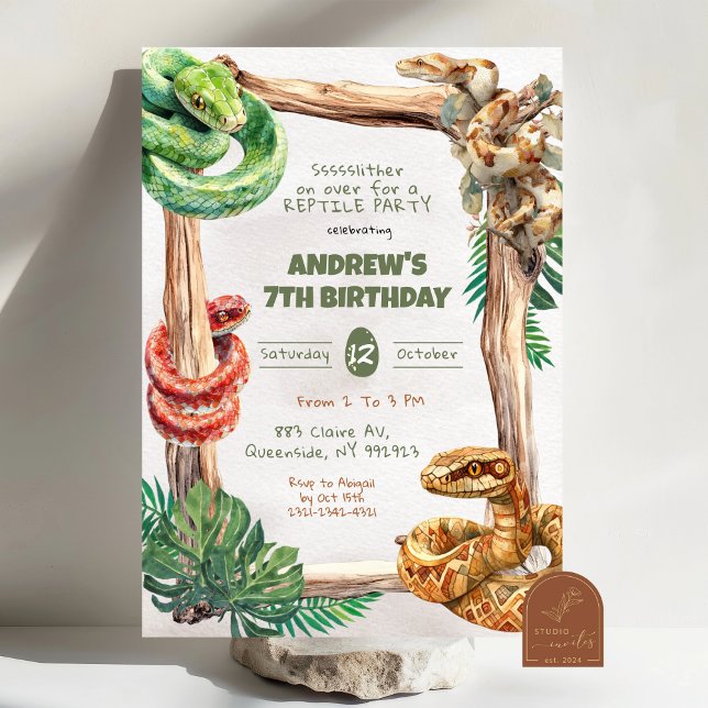Reptiles Snakes Boy Birthday Invitation (Creator Uploaded)