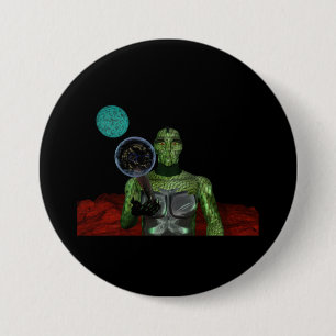 reptilian aliens 7.5 cm round badge