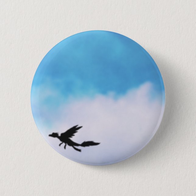 Reptilian Bird Dragon and Clouds Fantasy Art 6 Cm Round Badge (Front)