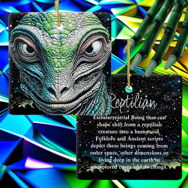 Reptilian Lizard Man Alien Extraterrestrial Being Ceramic Ornament (Creator Uploaded)