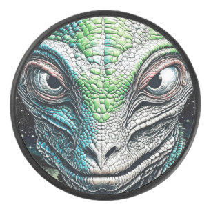 Reptilian Lizard Man Alien Extraterrestrial Being Hockey Puck