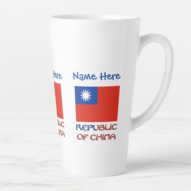 Republic China Taiwanese Flag Blue Personalised Latte Mug (Right)