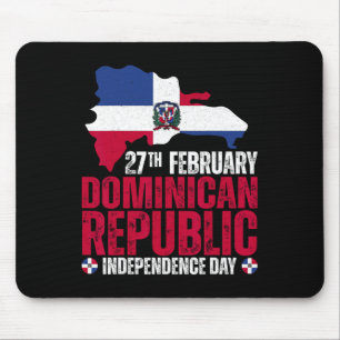 Republic Independence Day Dominican Flag And Map  Mouse Mat