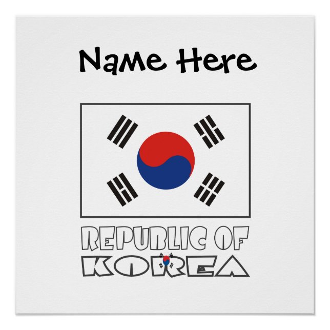 Republic Korea South Korean Flag Black Personalise Poster (Front)