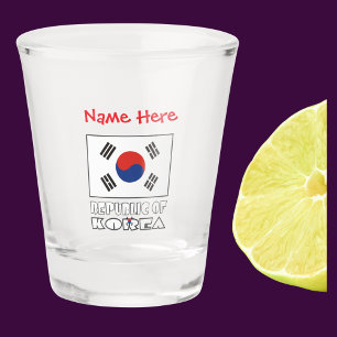 Republic Korea South Korean Flag Red Personalised Shot Glass