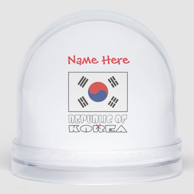 Republic Korea South Korean Flag Red Personalised Snowglobe (Front)