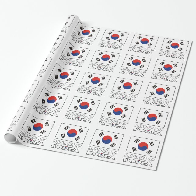 Republic Korea South Korean Flag Tiled Wrapping Paper (Unrolled)