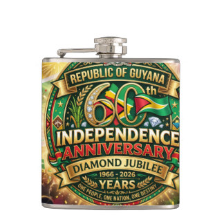 Republic Of Guyana 60th Independence Anniversary Hip Flask