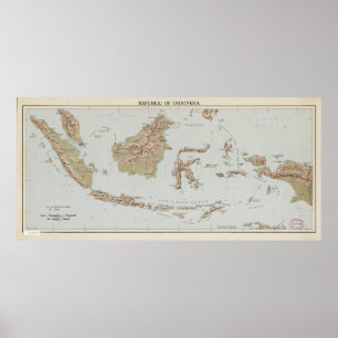 Republic of Indonesia Map (1957) Poster