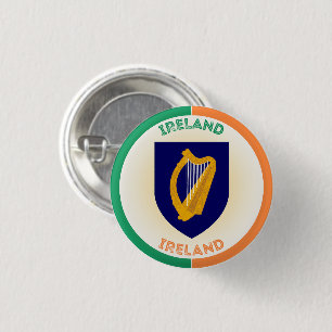 Republic of Ireland Coat of Arms Circle Shape  3 Cm Round Badge
