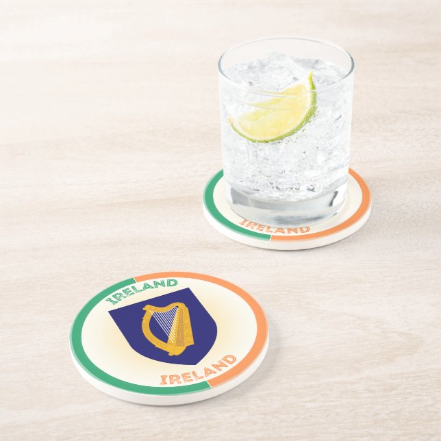 Republic of Ireland Coat of Arms Circle Shape  Coaster (Side)