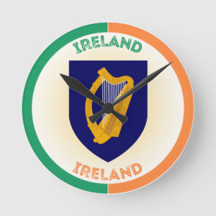 Republic of Ireland Coat of Arms Circle Shape Round Clock