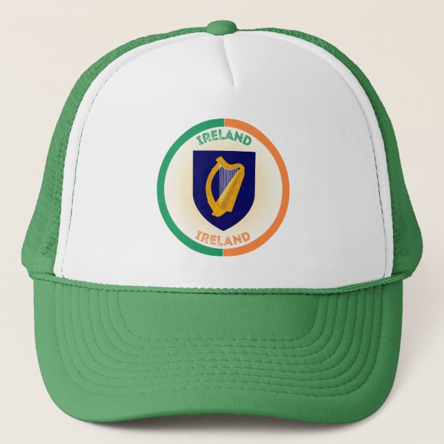 Republic of Ireland Coat of Arms Circle Shape  Trucker Hat (Front)