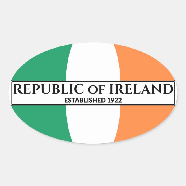 Republic of Ireland Established 1922 Irish Flag Oval Sticker (Front)