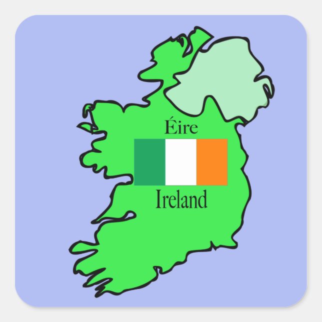 Republic of Ireland Flag and Map Square Sticker (Front)