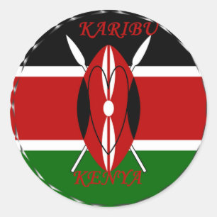 Republic of Kenya National Flag Black red green Ar Classic Round Sticker