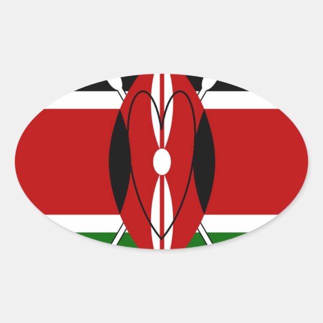 Republic of Kenya National Flag Black red green Ar Oval Sticker (Front)