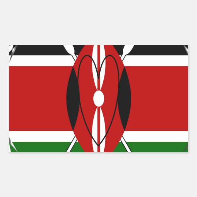 Republic of Kenya National Flag Black red green Ar Rectangular Sticker (Front)
