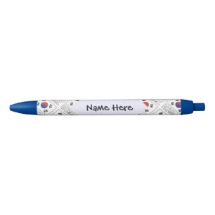 Republic of Korea South Korean Flag Tiled Personal Black Ink Pen