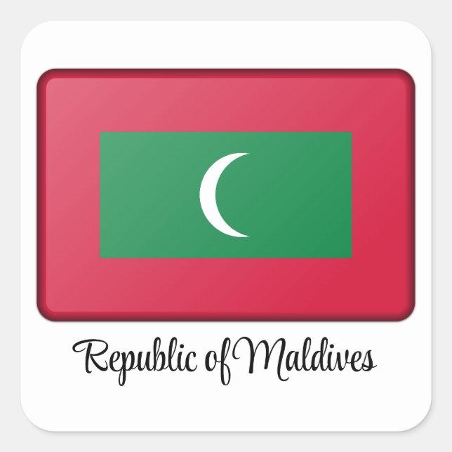 Republic of Maldives Flag Square Sticker (Front)