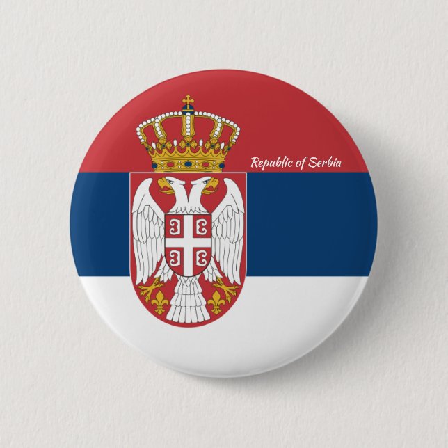 Republic of Serbia Flag Round Button (Front)
