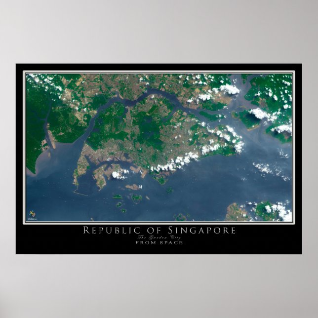 Republic of Singapore Satellite Poster Map (Front)