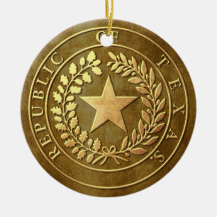 Republic of Texas Seal Ceramic Tree Decoration