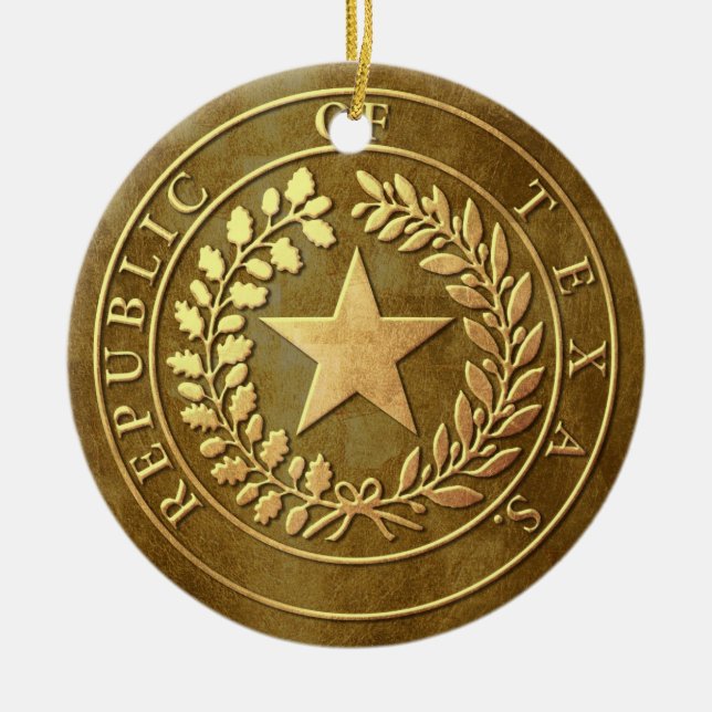 Republic of Texas Seal Ceramic Tree Decoration (Front)