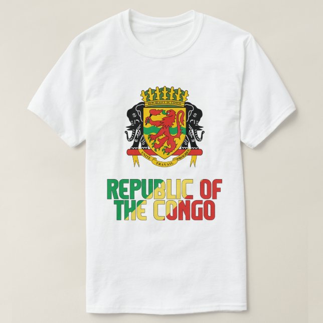 Republic of the Congo Flag and Coat Of Arms T-Shirt (Design Front)
