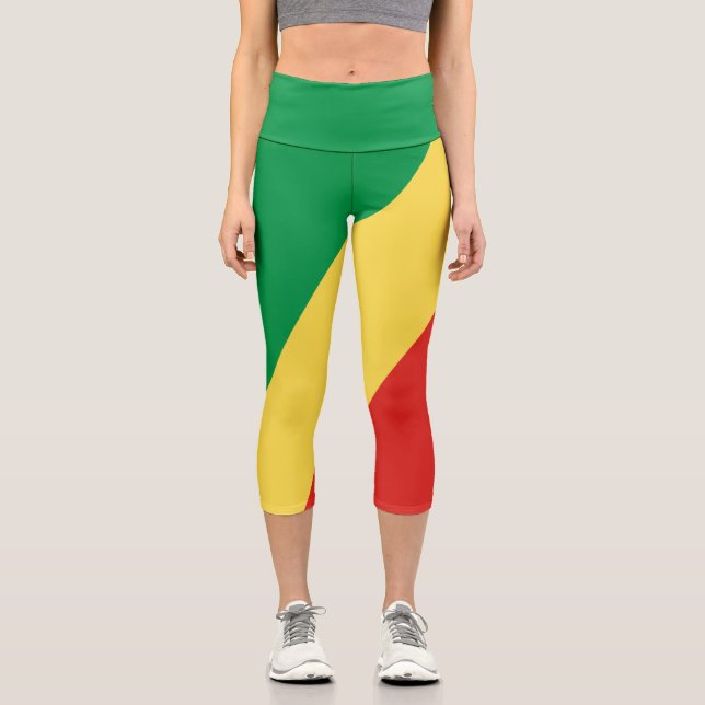 Republic of the Congo Flag Capri Leggings (Front)