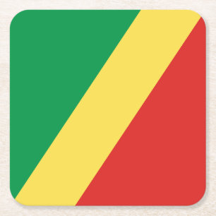 Republic of the Congo Flag Square Paper Coaster