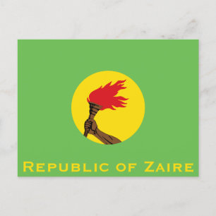 Republic of Zaire Flag  Postcard