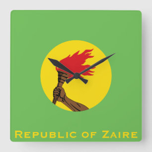 Republic of Zaire Flag Square Wall Clock