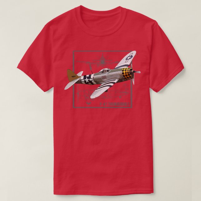 Republic P47 Thunderbolt WW2 Fighter Plane T-Shirt (Design Front)