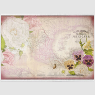 Republica Mexicana Map Decoupage  Tissue Paper