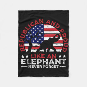 Republican And Proud Elephant American Flag Voter Fleece Blanket