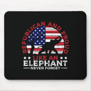 Republican And Proud Elephant American Flag Voter  Mouse Mat