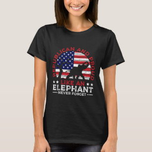 Republican And Proud Elephant American Flag Voter T-Shirt
