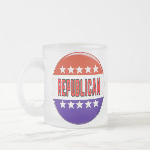 Republican Button Frosted Glass Coffee Mug