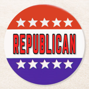 Republican Button Round Paper Coaster