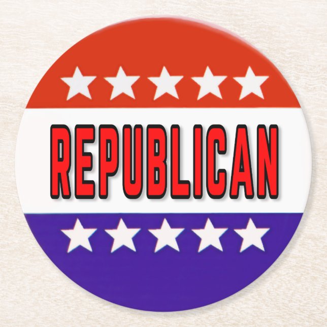 Republican Button Round Paper Coaster (Front)