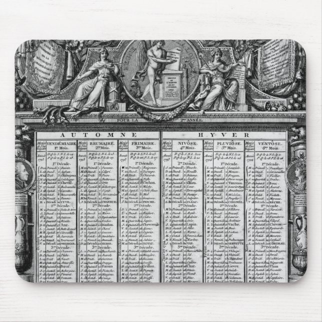 Republican calendar, 22nd September 1793 Mouse Mat (Front)