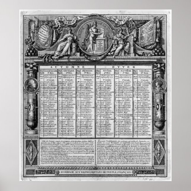 Republican calendar, 22nd September 1793 Poster (Front)