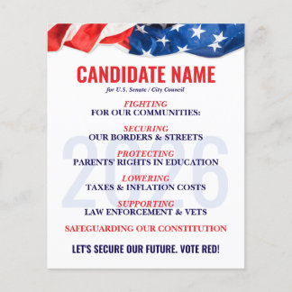 Republican Candidate Election Campaign Push Card